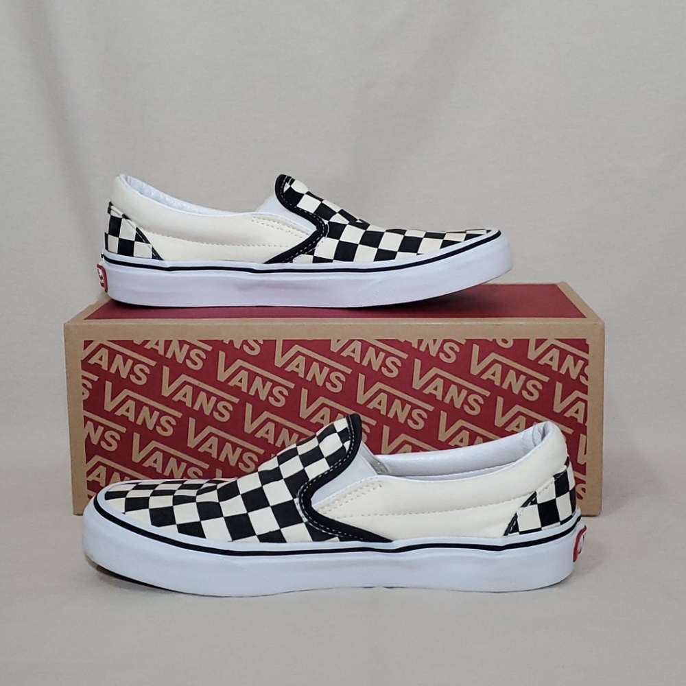 Vans: cream and black checkered LIKE NEW